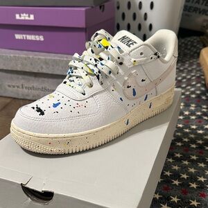 Nike White Sneakers with Colorful Splatter